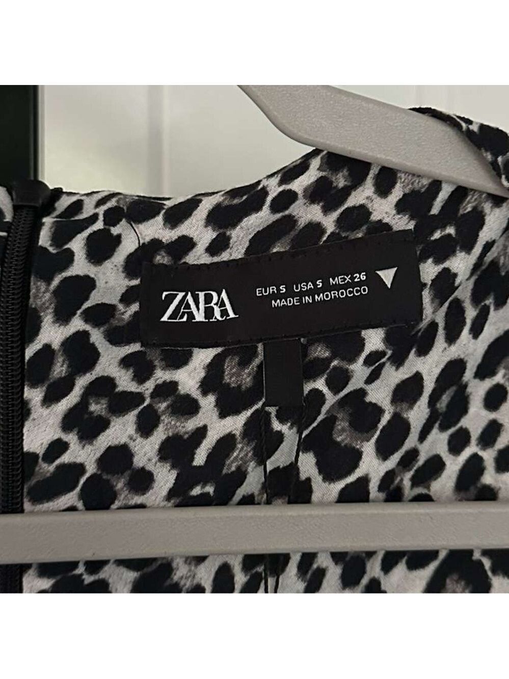 Zara Leopard Print Square Neck Long Sleeve Mini Dress Size S NWT - Picture 9 of 14